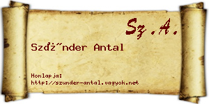 Szünder Antal névjegykártya
